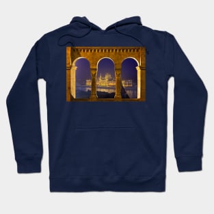 The Hungarian Parliament through the Fisherman's Bastion Hoodie